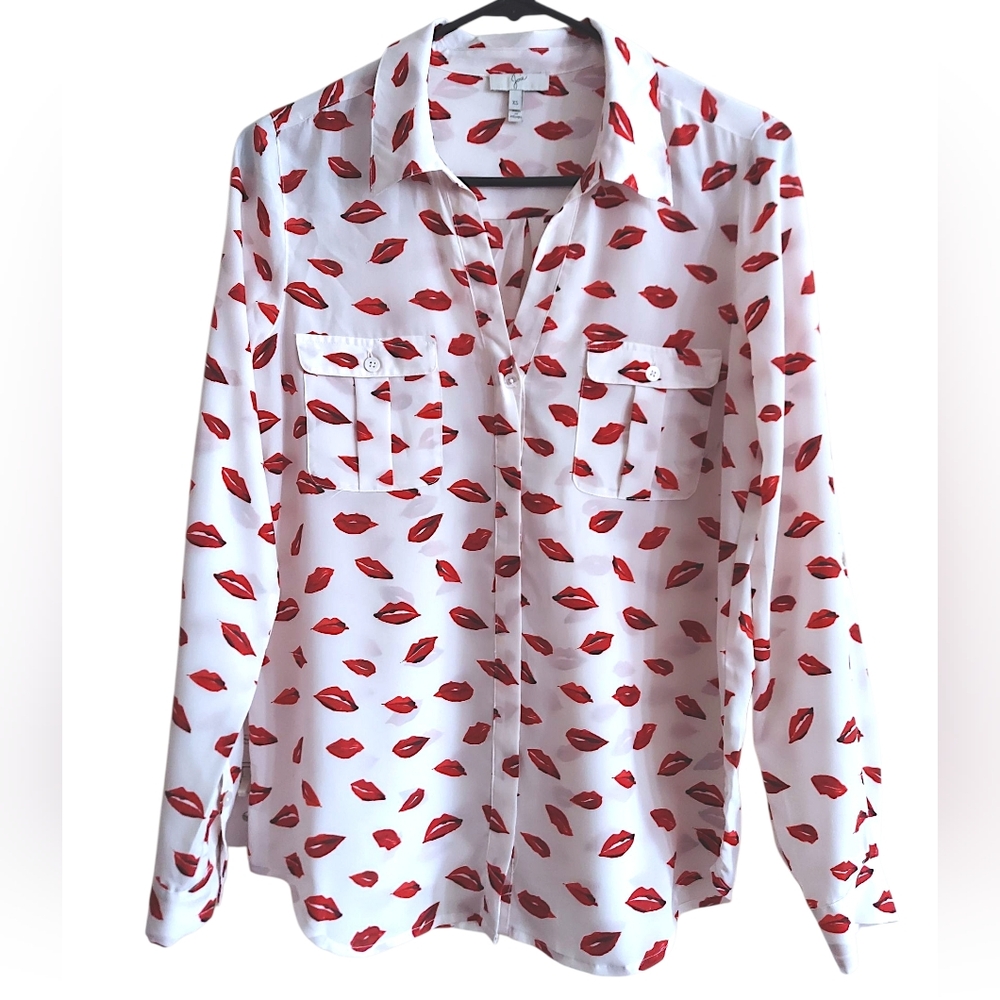 Joie"Lip Print" Buttondown Shirt